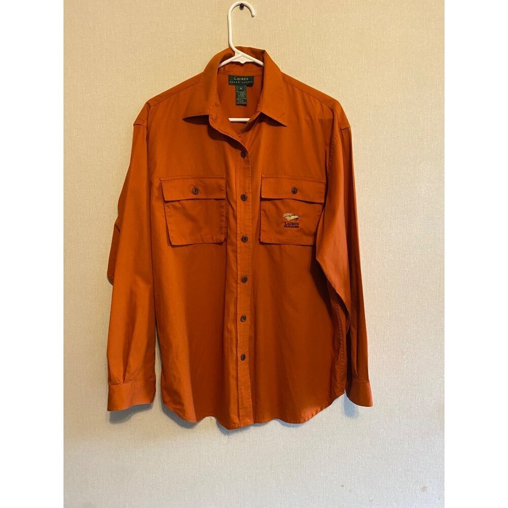 Lauren Ralph Lauren Camp Shirt In Burnt Orange M